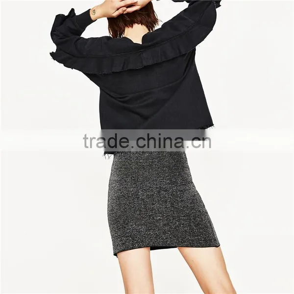 2017 OEM Spring Cozy Elasticated Shiny Tight Mini Skirt photo-4