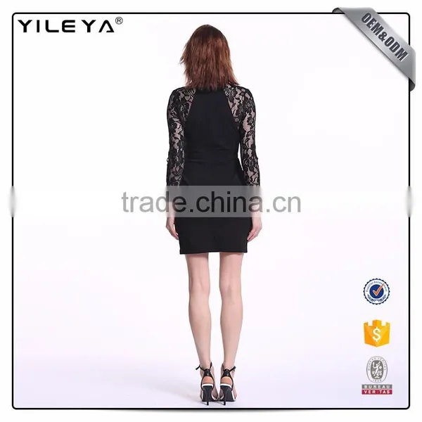 Factory Price Black Lace Long Sleeve Dress,short Sexy Cocktail Dress Patterns,black Lace Dress Long Sleeve photo-5