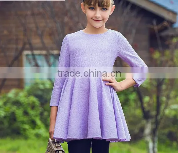 2016 New Design Girls' Dress Lace Flower Long Sleeve Dress for Girl photo-2