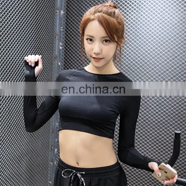 Women Backless Running T Shirt Quick Dry Elastic Running Tops Long Sleeve Sports Yoga Sportwear Fitness Midriff-baring Tees photo-5