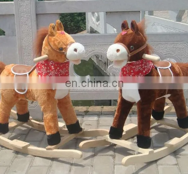 childern animal rider toy brown plush rocking horse