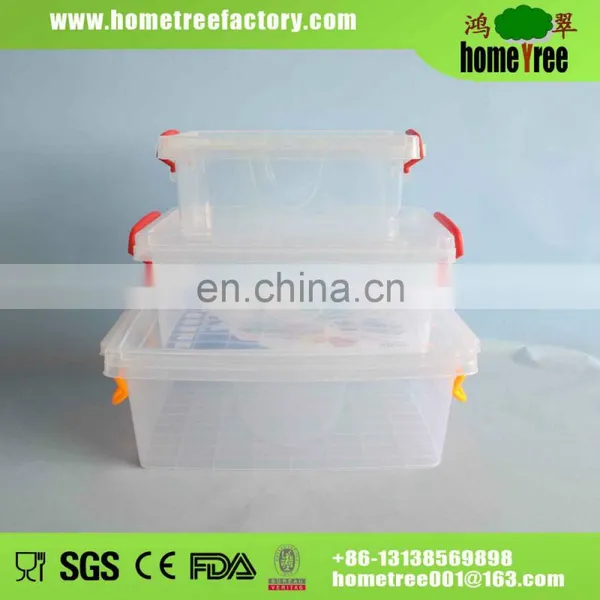 3pcs Transparent Clear Stackable Storage Bin With Grip