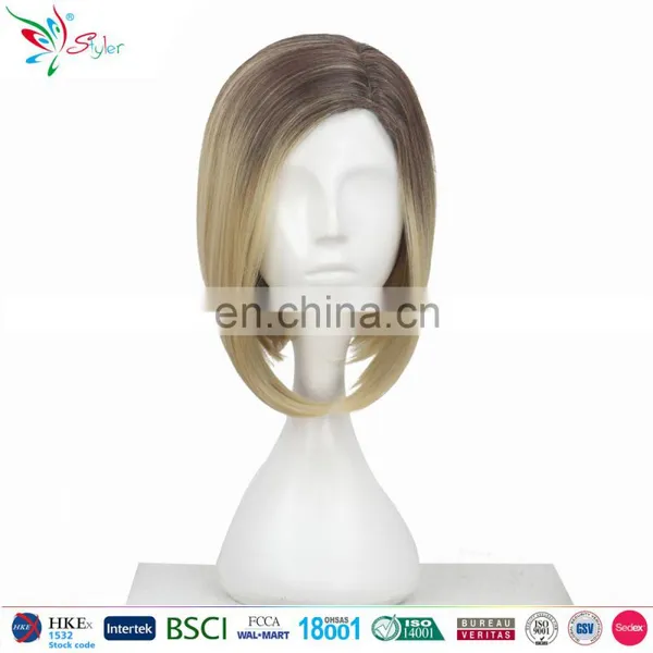 Chinese Short Brown Straight Synthetic Ladys Wigs Cheap for Small Heads photo-2