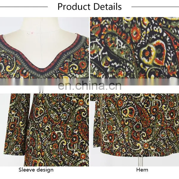 2017 Newest Kaftan Style Big Size Heart Printing One Piece Ropa Mujer Tunic for Mature Woman photo-6