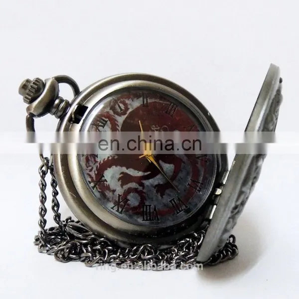 Game of Thrones House Targaryen A Song of Ice and Fire Quartz Pocket Watch Necklace photo-2