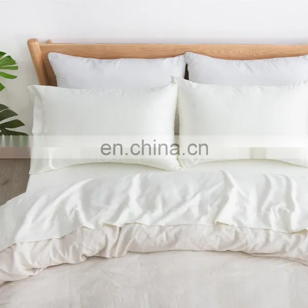 Luxury Famous Brand Microfiber White Super Queen King Size 4 Piece Satin Bedroom Home Bedding Comfort Set photo-5