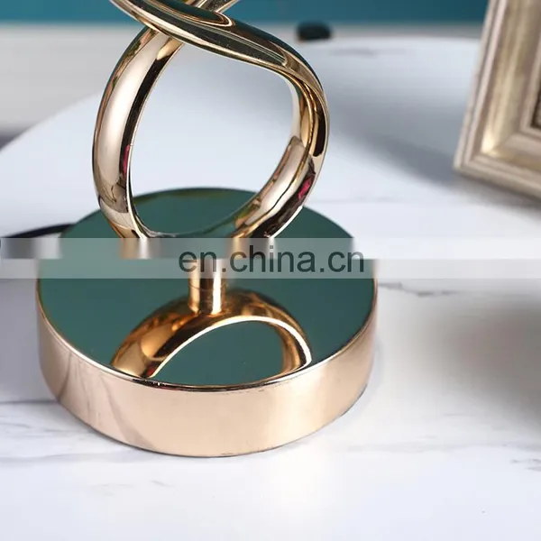 Factory Wholesale Living Room Lighting Custom Luxury Metal Bedside Lamps With Pink Lampshade photo-7