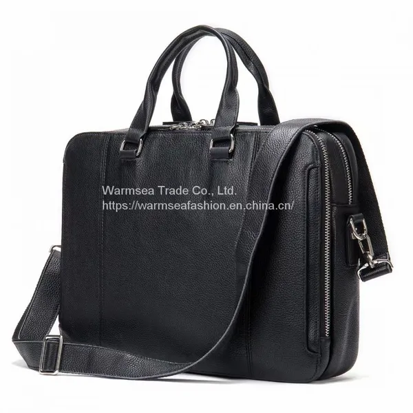 black leather durable briefcase
