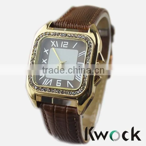 Geneva Clocks Unisex Leather Band Quartz Vogue WristWatch Alloy Women Men Watch Luxury Brand Hot Promotions photo-2