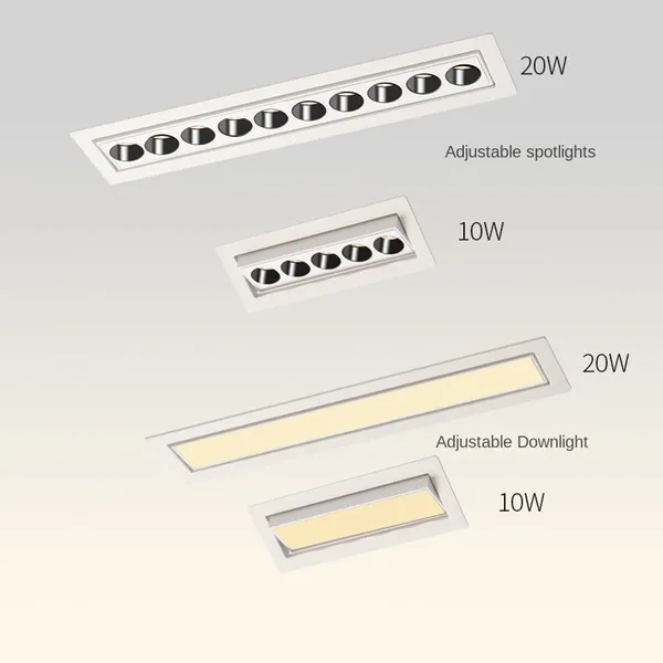 LED встроенная длинная лента освещения, перфорированная прожекторная лампа, светильник с вращающимся головкой, не имеющий стационарного направления освещения, антибликовый, противотемный светильник для освещения коридоров