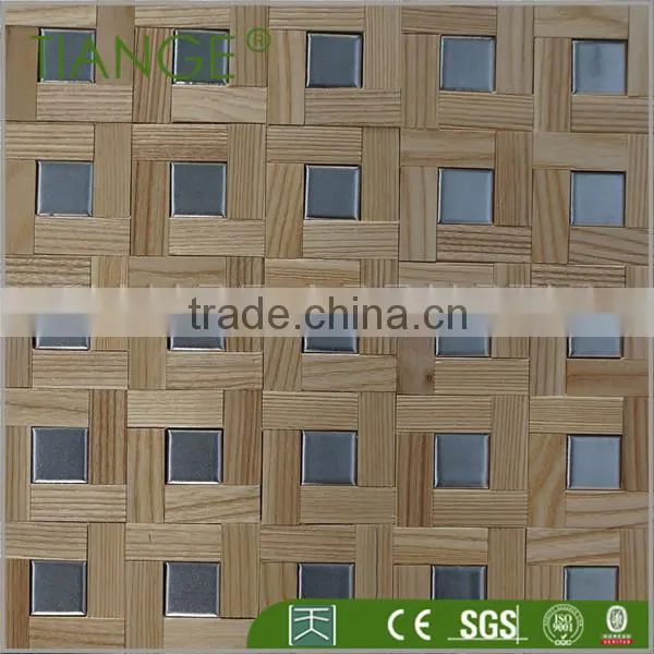 Modern Bedroom Waterproof Decorative Wood Mosaic Wall Panel photo-4