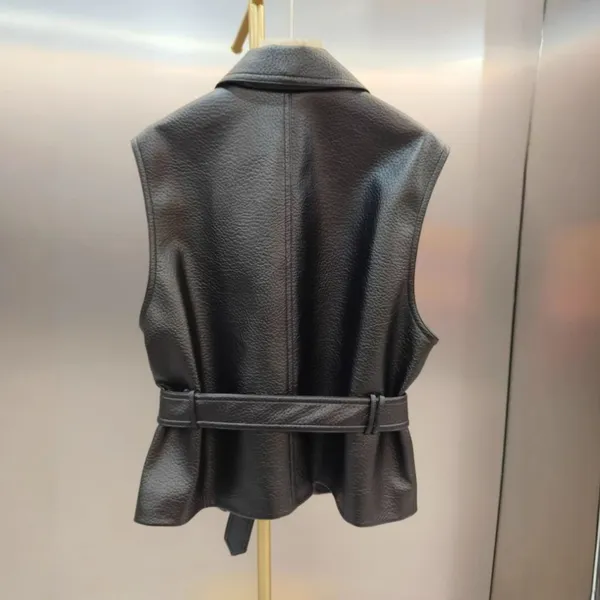 European High-end Song Jia Same Style Vest Waistband Lace-up Sheep Leather Jacket for Women Haining 2025 Spring and Autumn New Knives photo-2