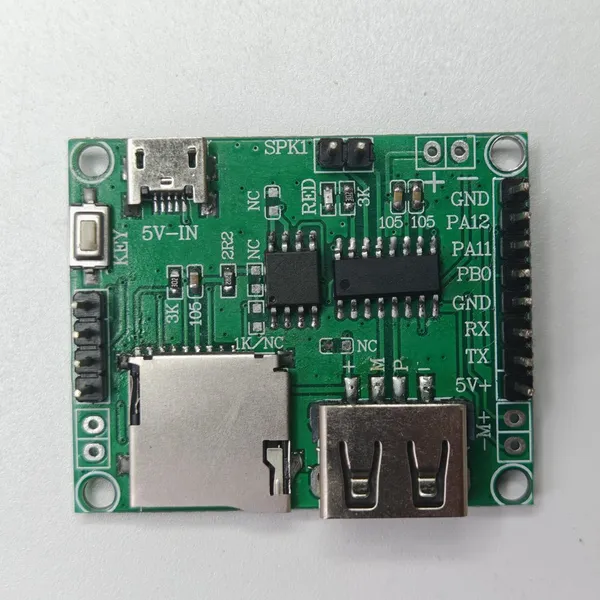 MP142A Voice Module Built-in MP3 Audio Flash Memory External Flash TF Card USB Disk Sound Playback UART AT Control PWM Drive Speaker or DAC Amplifier