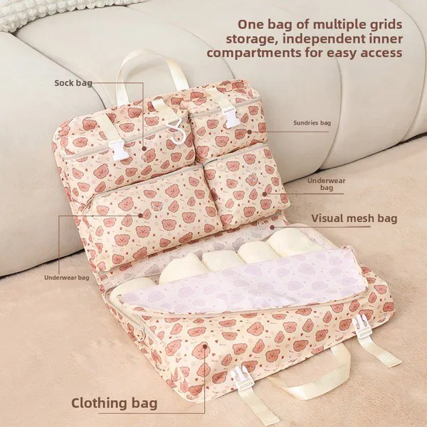 Wholesale Girls Cute Large-capacity Lightweight Travel Bag Student Travel Duffel Bag Oxford Cloth Wear-resistant Waterproof Storage Bag Shoulder Bag photo-3