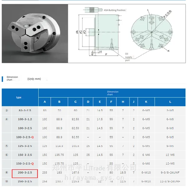 Japanese Pmt Jaw Sliding Type Precision 3-jaw Pneumatic Chuck 200-3-2.5, Hirayama Trading photo-3