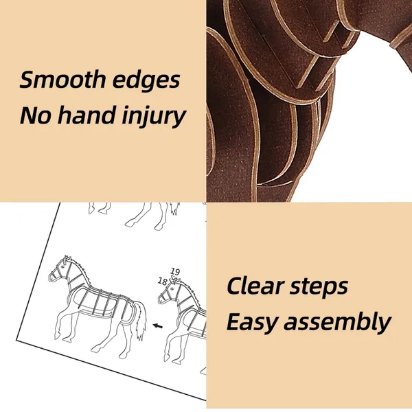 Wholesale New Design Cardboard 3d Puzzle Animal DIY Assembly Sets- Horse Jigsaw Puzzle Models Custom Accept OEM 3d Paper Puzzle photo-3
