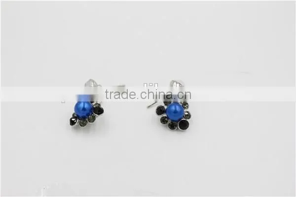 Popular Blue 3 Flowers Pendant Necklace Fancy Necklace and Earring Fashion Jewelry Set photo-3