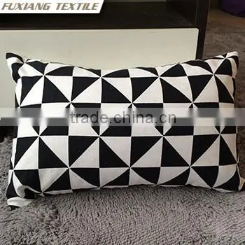 100% Cotton Printed Black and White Brief Style Geometric Cushion photo-2