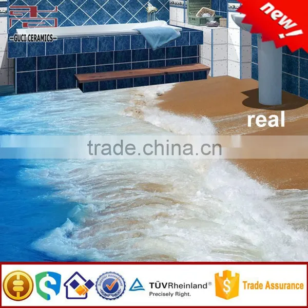 New Beach 3d Design Ceramic Floor Bathroom Tile photo-3