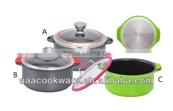 2015 New Products High Quality 4.0mm Hard Anodized Aluminium Casserole With Colorful High Temperature Paint For Wholesale