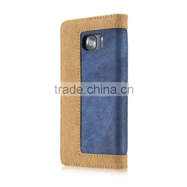 Caseme High Quality Jean Cloth Flip Case for S7 Edge Wallet Waterproof Holder Case With Inner Card Slot for S7 Edge photo-2