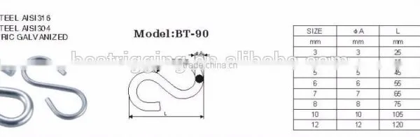 Hot Selling China Supplier Stainless Steel Aisi 316 304 S-Shaped Snap Hook Large Heavy Duty photo-2