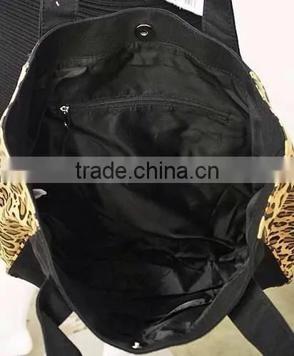 New Black Leopard Trim Love Tote Bag photo-2