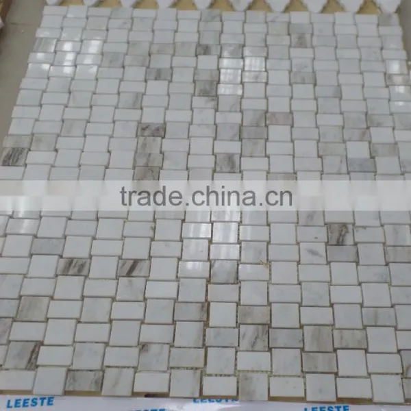 Brick Design Marble Mosaic Tiles (Pure White Marble) photo-4
