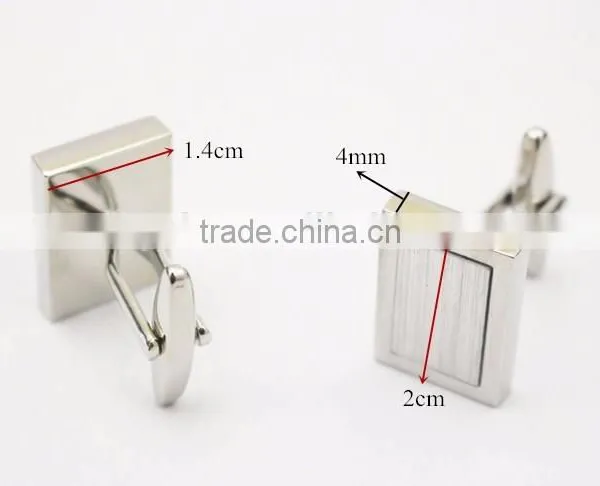 Two Tone Blank Rectangle Silver Cufflinks For Mens photo-2
