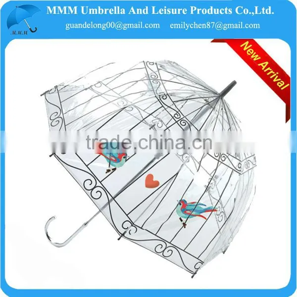 2014Hot PVC POE EVA TRANSPARENT UMBRELLA Bird Cage