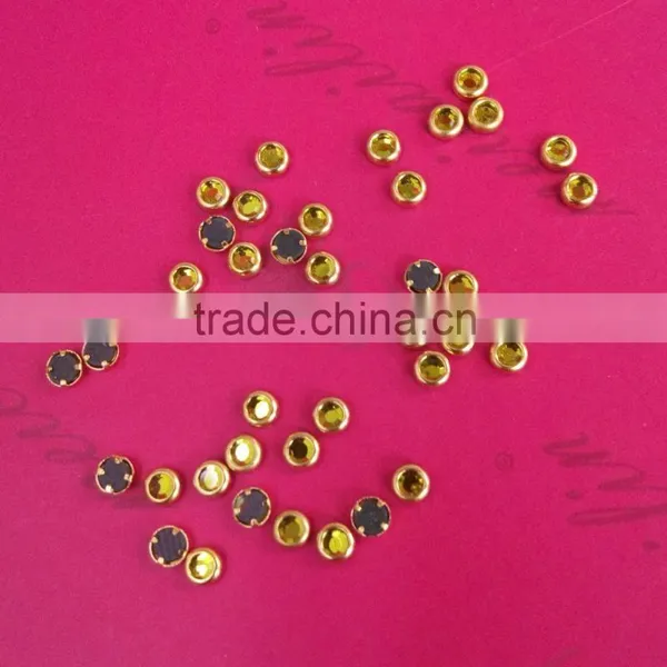 500pcs 3mm Glass Gems Stone Nail Jewelry With Gold Metal Ring photo-5