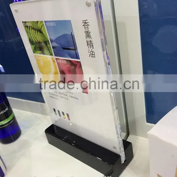 Custom Clear Acrylic Restaurant Table Menu Holder With Printing Black Base photo-6