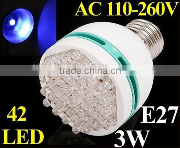 3W Energy Saving E27 LED Lamp 42 Pcs LED Bulb Light With Blue/green/yellow Light Color Choice Led Lighting photo-3