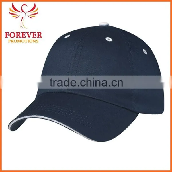 2015 Manufactory Structured Royal Blue Cotton Baseball Cap With Sandwich Visor photo-3