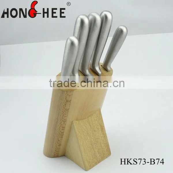 Stainless Steel 5pcs Wooden Block Kitchen Knife Set