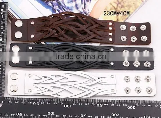 Unisex Wrap Cuff Bangle Punk Leather Bracelet Women Mutil Layers Bracelet photo-4