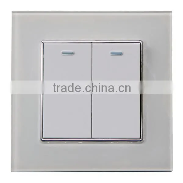 Fashion 2 Gang 1 Way ro 2 Gang 2 Way Wall Button Switch for Light Fixture