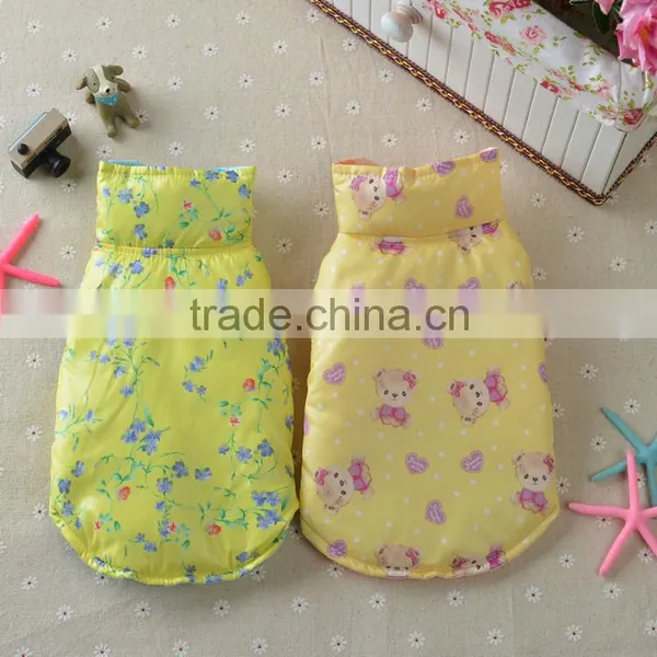 Cute Bear Flower Thermal Winter Tank Cat Dog Pet Wear Pet Apparel