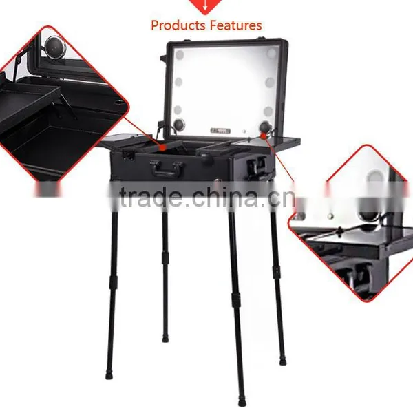 China Supplier Black Aluminum Nail Polish Trolley Case and Rolling Nail Organizer Case photo-4