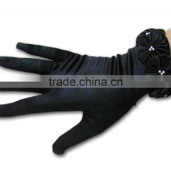 2016 Fashion Coral Rose Design Satin Gloves photo-5
