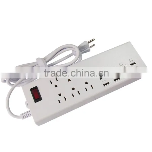 HUNDA OEM/ODM Service 5.9ft White US Plug 6 Outlet Portable Power Socket With 8 USB Charger for Wifi Router Modem photo-3