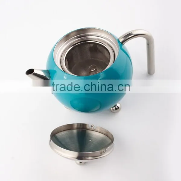 Stainless Steel 18/8 Sprayed Color Food Safety Round 1.3L Tea Pot/water Kettle/mug With Three Legs photo-3