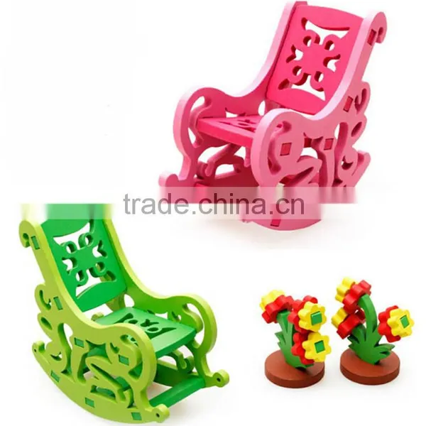 2016 New Design Colorful Chair Happy Wooden 3d Puzzle for Kids photo-2