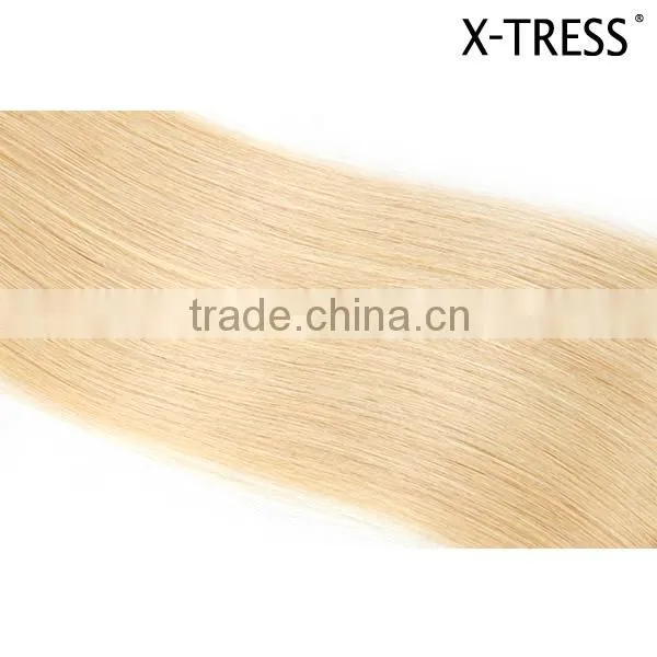 Natural Texture and Look European American 16" Silk Straigh Color 613 Human Hair Extension Weaves for White Women photo-2