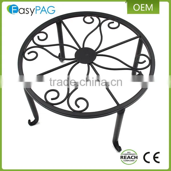 Best Selling Balcony Floor Standing Black Iron Metal Flower Pot Rack photo-2