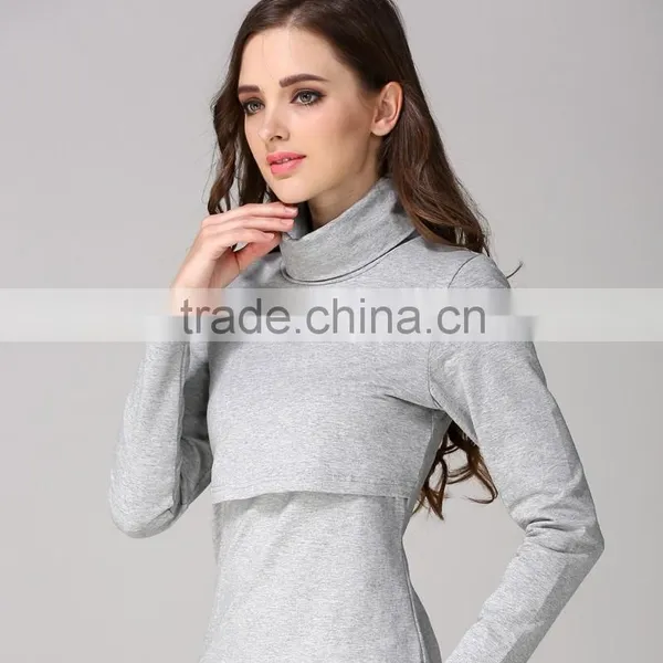 Autumn and Winter Turtleneck Nursing Tops for Pregnant Women photo-3