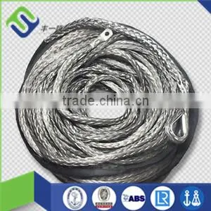8mm x 30meters Grey Color Synthetic Winch Rope With Hook & Hawse Fairlead
