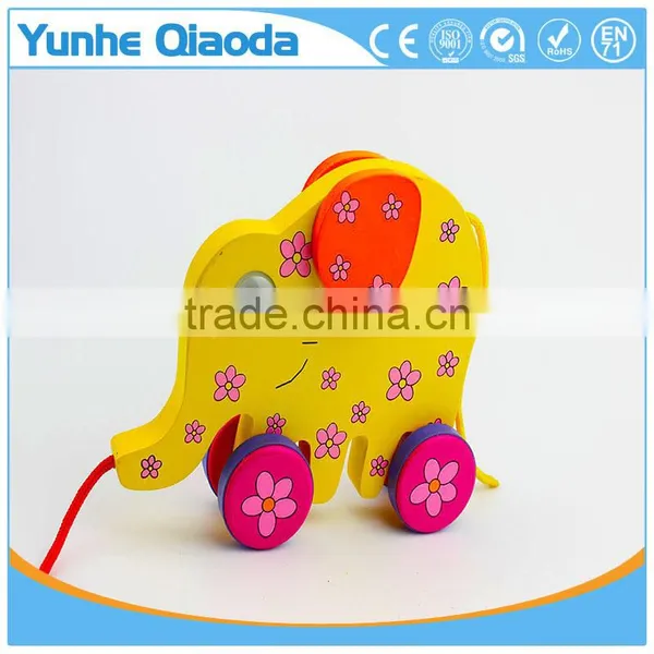 Colorful Pull Along Elephant Wooden Toy as You Pull They Make a Fun for Baby photo-5