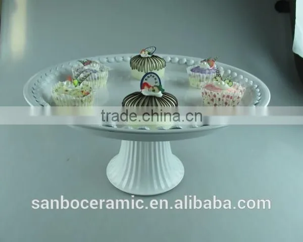 Ceramic Cake Stand , Metal Cake Stand White for Wedding & Party With Dome photo-6