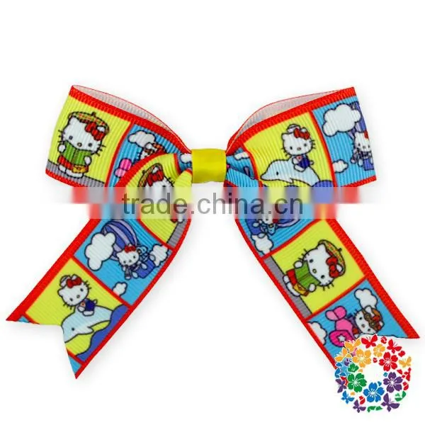 Hot Sale Grosgrain Ribbon Bow Hair Clip Cartoon Pin Flower Baby Girl Headdress Accessories Orange Pink Green Yellow White Black photo-3